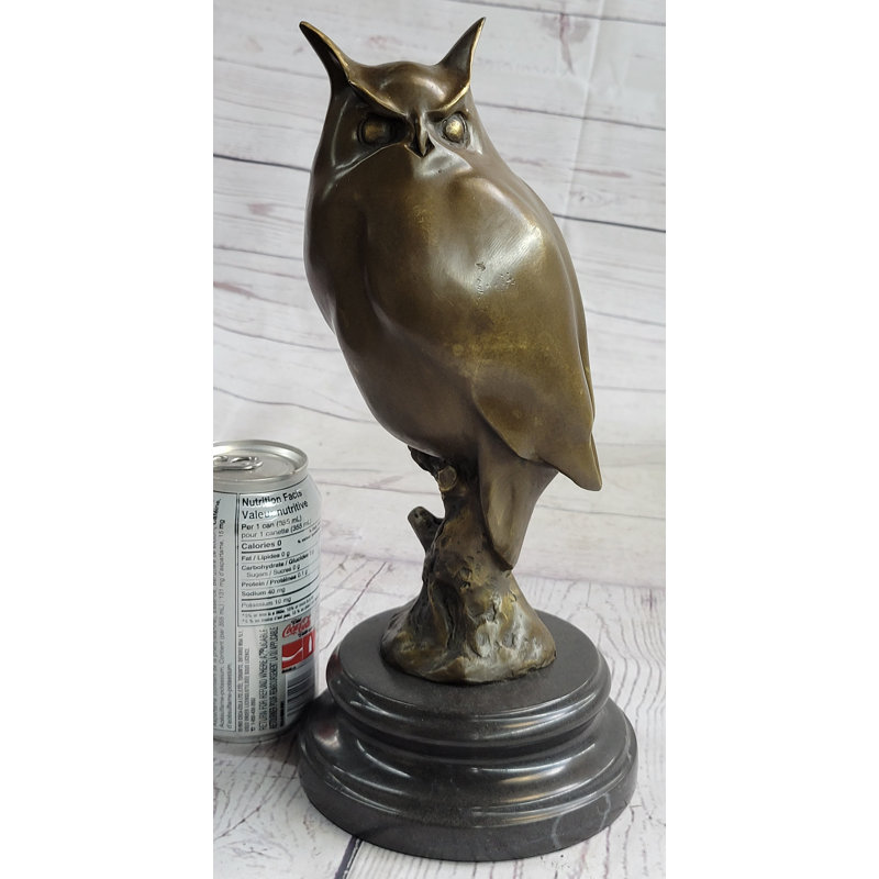 Abobakr Original Milo Abstract Modern Art Owl Bird Bronze Sculpture Marble Statue Figurine 12" x 5.5"