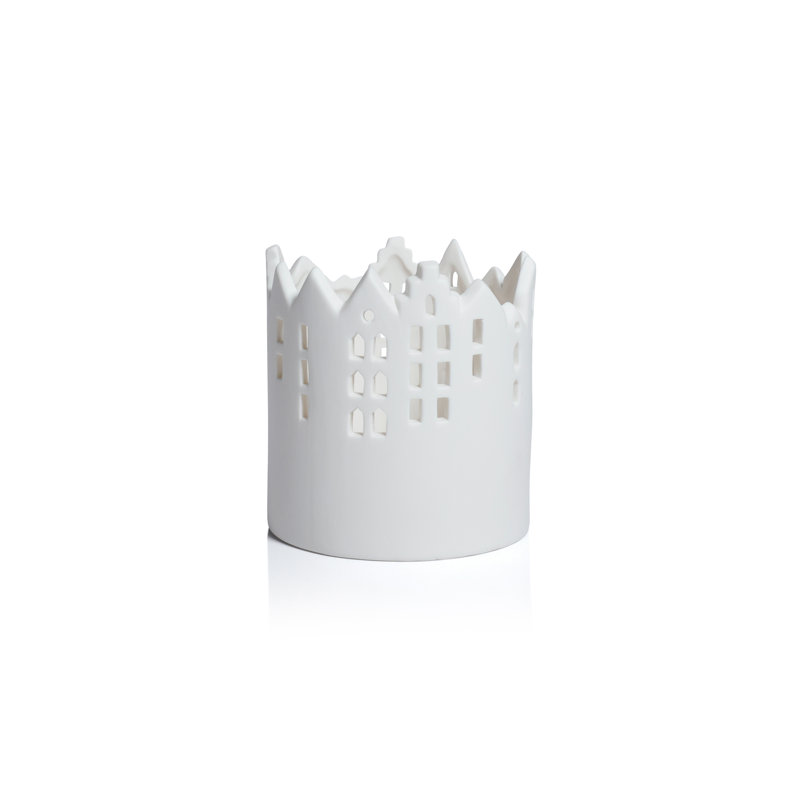 Skyline Ceramic Multipurpose Hurricanes or Planters, Decorative Holders, Set of 2, 4.5" H x 4" W x 4" D