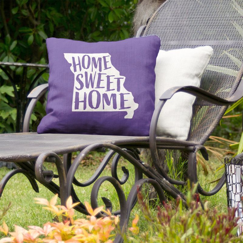 Coussin intérieur / extérieur Home Sweet, 20 po x 20 po, Missouri, Mauve