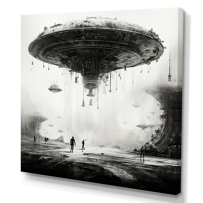 «Minimalisme Sci Fi Ufo I» sur toile, H 30 po x l 30 po x P 1 po, Toile tendue