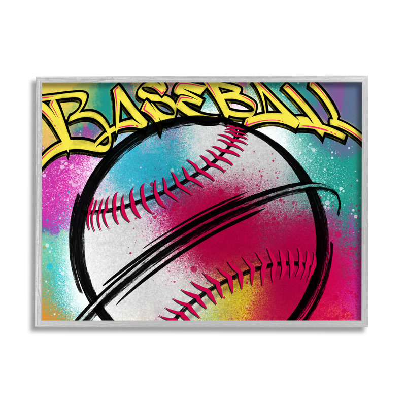 «Urban Sports Baseball» encadré sur bois par Marcus Prime, H 24 po x l 30 po x P 1,5 po, Estampe numérique Farmhouse