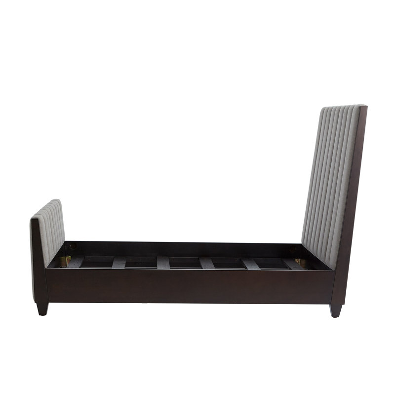 Channel Upholstered Bed, Dark Gray, King