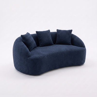 Canapé incurvé moderne sans dossier avec dossier et coussins, L 65 po x l 39,4 po x H 27,17 po pour le salon
