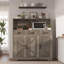 Farmhouse Sideboard Buffet with Microwave Stand, Barn Doors Buffet Storage Cabinet with Drawers and Shelves, Wood Coffee Bar Cabinet for Kitchen, Dining Room, Living Room