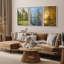«Seasonal Lakeside Beauty Vibrant Nature Landscape Vintage Classic Rustic Art Decor Relax», 3 pièces-98695709-98695712