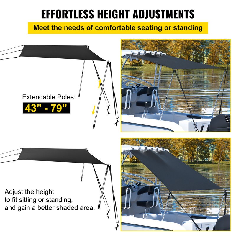T-Top Sun Shade Kit 6' x 5', UV-Proof 600D Polyester T-top Extension