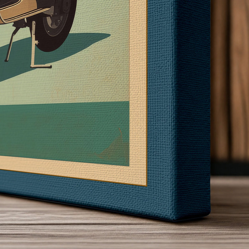 The Scooter Retro - Wrapped Canvas, 24x16 - 61.0 x 40.6 cm, Teal Border