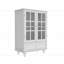 Minimalist White Buffet Cabinet with Double Glass Doors and Drawer