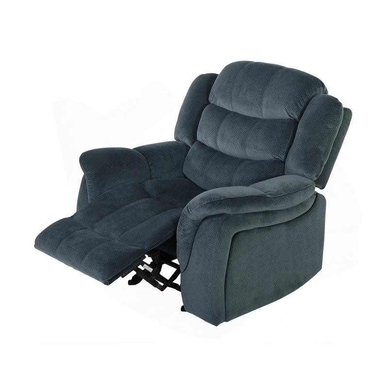 Design classique, tissu moelleux gris acier, fauteuil inclinable oscillant