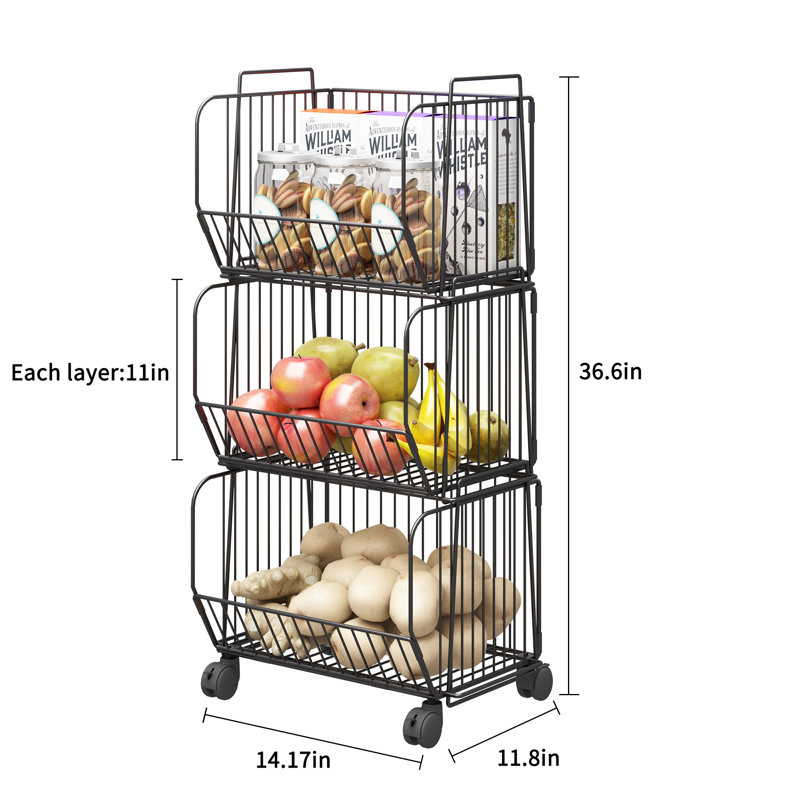 Chariot de rangement avec roulettes Haroll, H 36,6 po x l 14,17 po x P 11,8 po