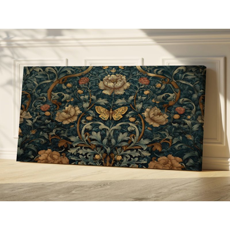 Art mural sur toile William Morris - papillon botanique et imprimé floral, décoration murale rétro inspirée de la nature