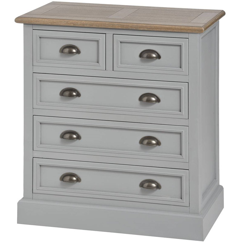 Hopkinton Solid Wood 75cm W 5 - Drawer Chest of Drawers