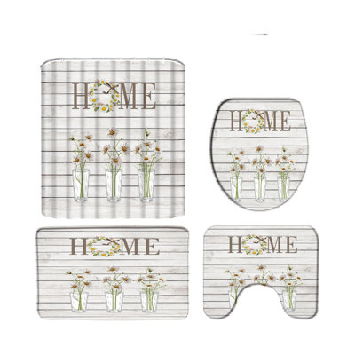 Ensemble de 4 tapis de salle de bain Farmhouse Daisy Home, blanc