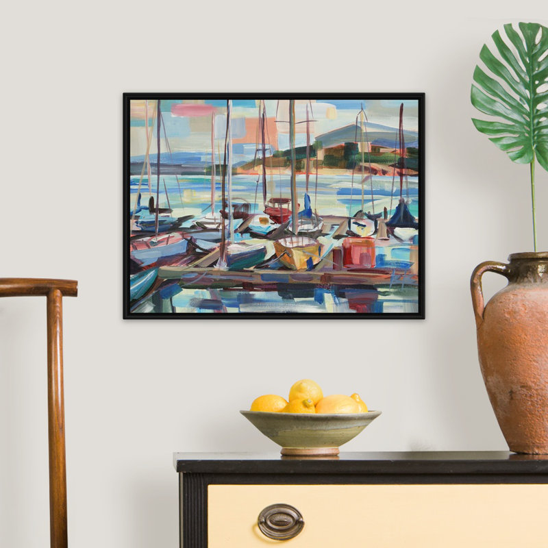 "Leschi Evening" par Brooke Borcherding, reproduction d’art sur toile, H 20 po x l 26 po x 1,75 po, Cadre flottant blanc