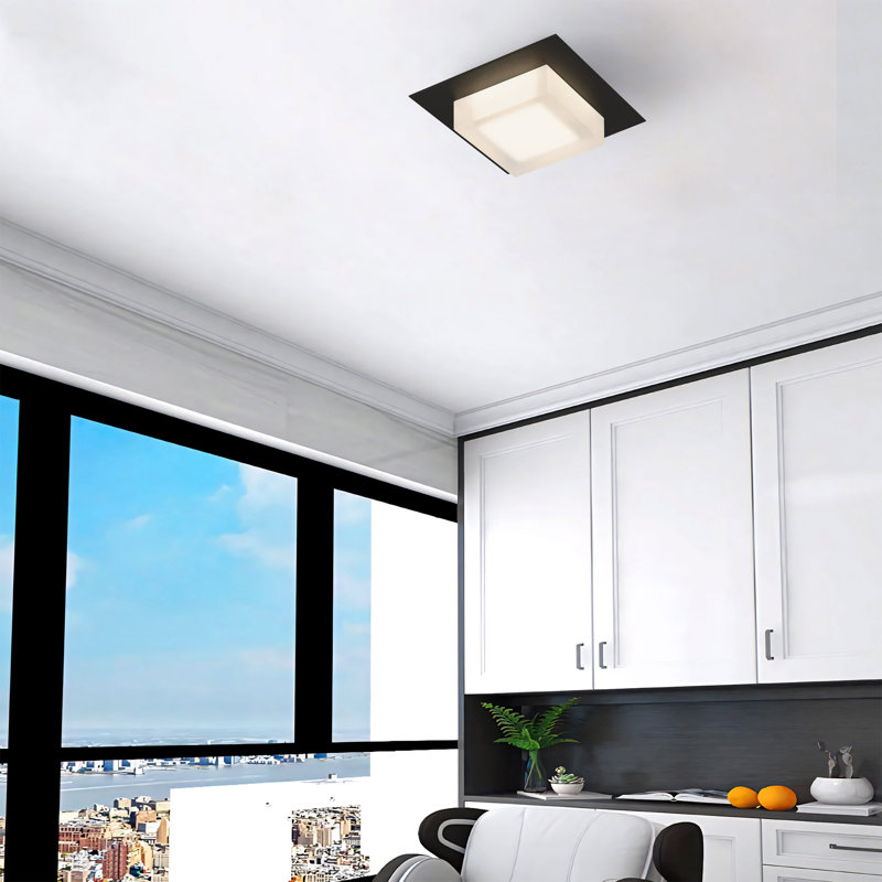 Foursquare Collection LED Flush Mount, Wet Rated for Indoor/Outdoor Use, 3-CCT Selectable, 2.75" H x 8" W x 8" D, Black