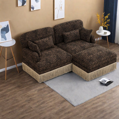 Causeuse modulaire avec repose-pieds Modern Sofas, Leopard Chenille