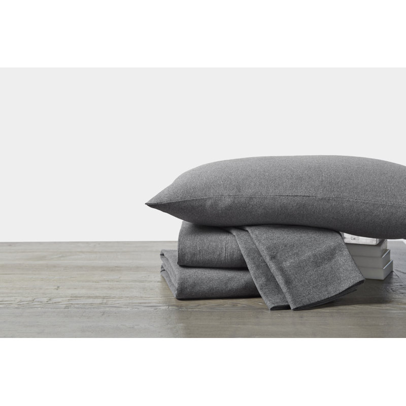 Jersey 100% Cotton Jersey Knit Sheet Set, Queen, Natural