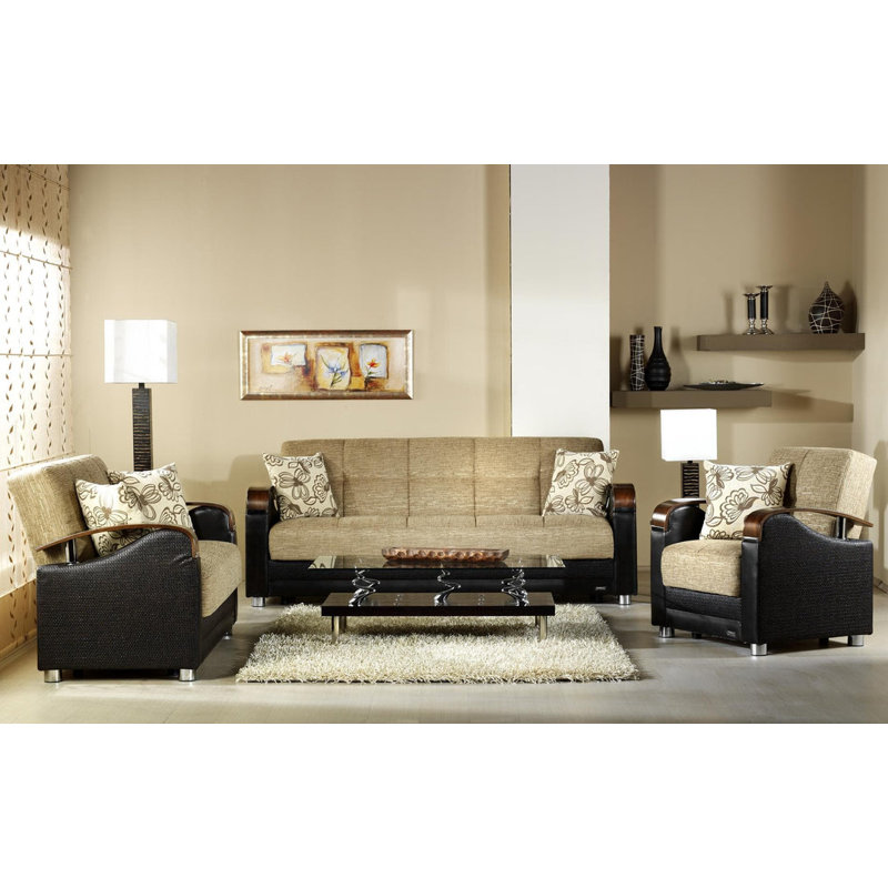 Canapé-lit Marzhan - brun, 100% polyester brun Fulya