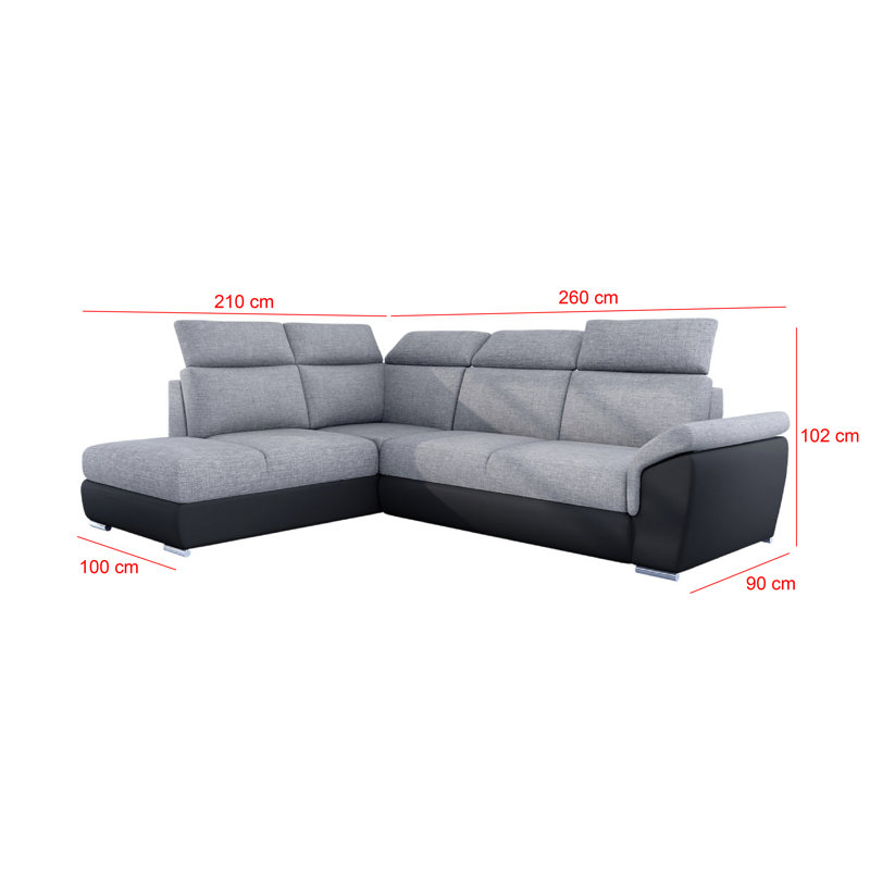 Carpentras 4 Seater Sofa Bed, Left Hand Facing, Grey/Anthracite