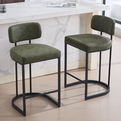 Upholstered Counter Stool with Metal Frame
