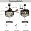 Ventilateur de plafond rétractable en cristal noir avec éclairage DEL 3 couleurs et télécommande, lustre ventilateur pour chambre à manger