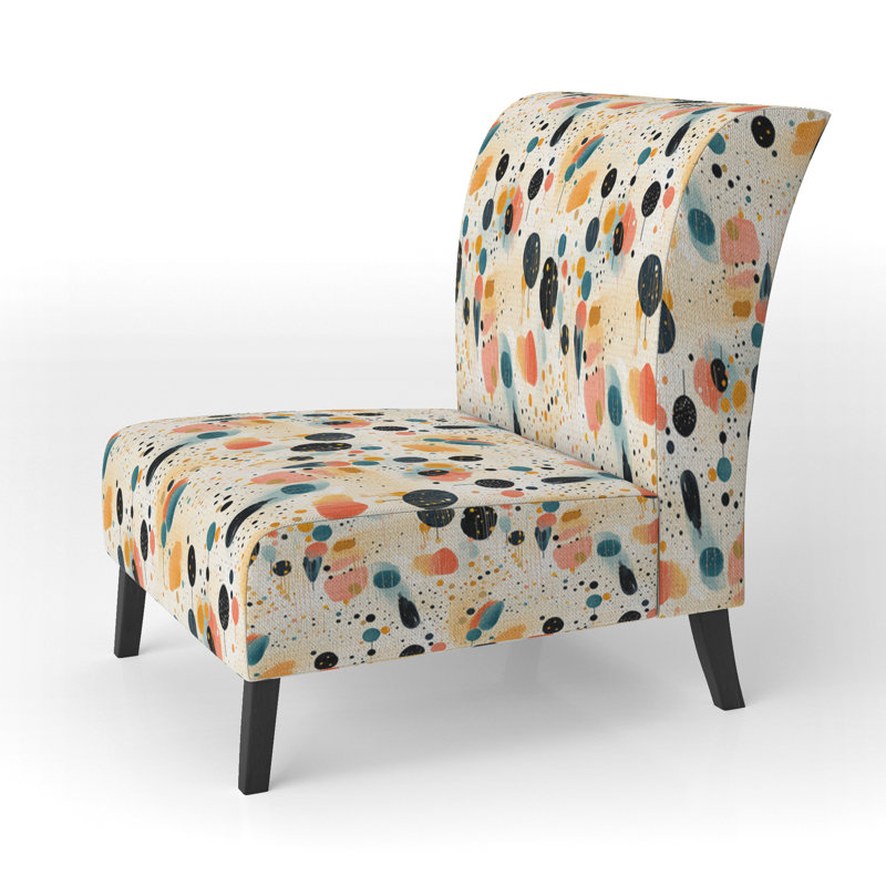 Motif artistique à pois fantaisiste - Chaise d'appoint et fauteuil rembourrés Modern_C, Noir / Rose
