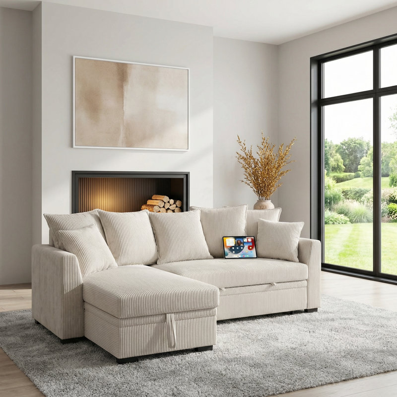Canapé modulaire convertible 82 po Corduroy
