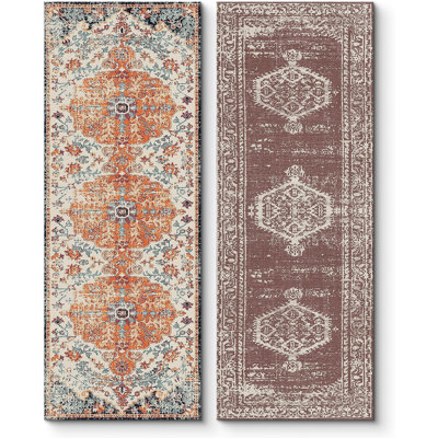 Rétro floral coloré sur toile, 2 pièces