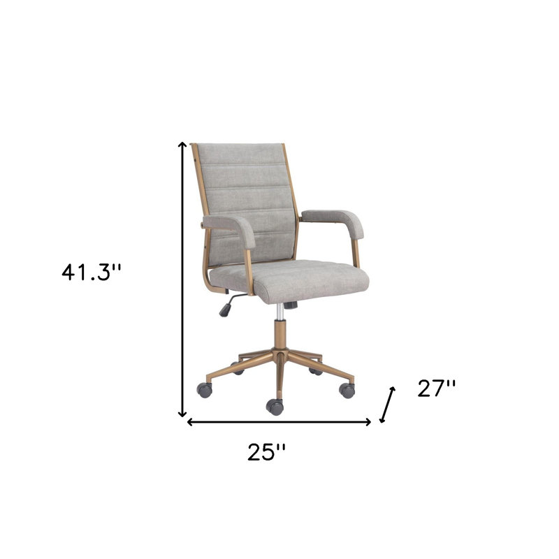 Chaise de bureau pivotante à hauteur ajustable grise et bronze