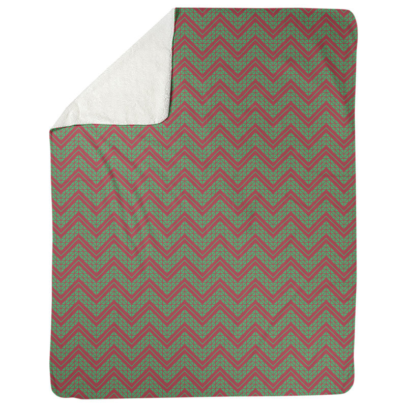 Knitted Throw Blanket, 50" W x 60" L, Green/Pink
