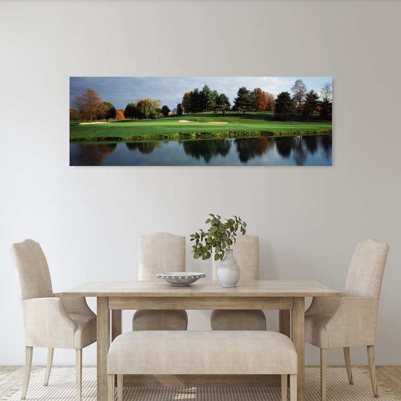 Pond In A Golf Course Westwood Golf Course Vienna Fairfax County Virginia USA by Chris John/PDI - Wrapped Canvas Panoramic Print