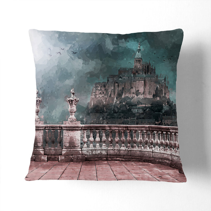 Mont St. Michel in Normandy France Cushion with Filling, Stone, 40cm H x 40cm W x 15cm D