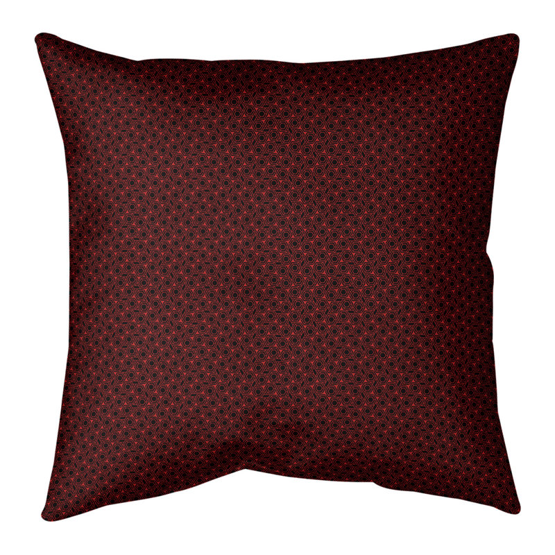 Oreiller carré Katelyn Elizabeth, 14 po x 14 po, Polyester/ Bourre en polyester, Rouge/noir