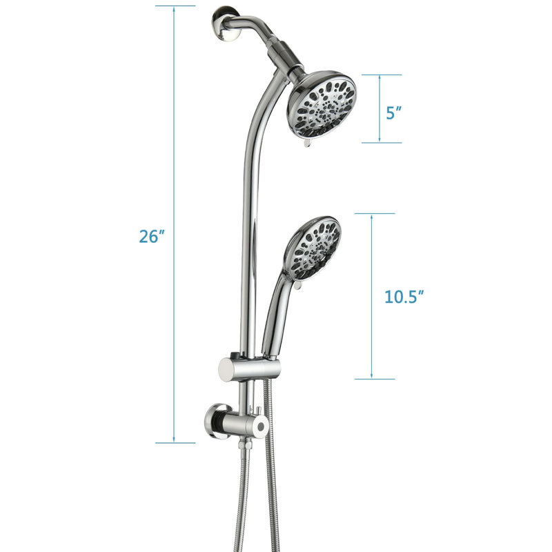 Système de douche à tuyau exposé de 5 pouces avec douche à main Ensemble de robinet de douche mural complet Ensemble de garniture de douche en acier inoxydable avec barre coulissante