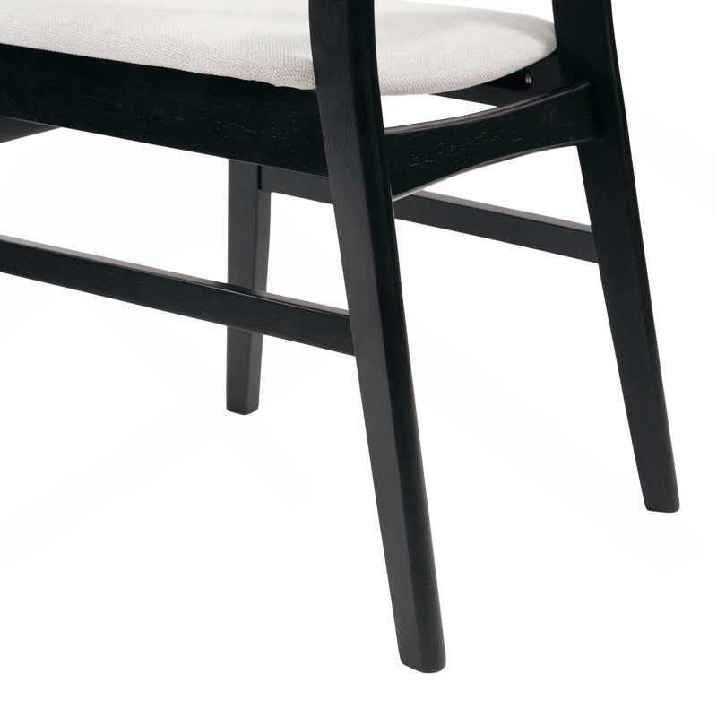 Ensemble de salle à manger 5 pièces Mid-Century, structure en bois d'hévéa avec 4 chaises d'appoint rembourrées, Black