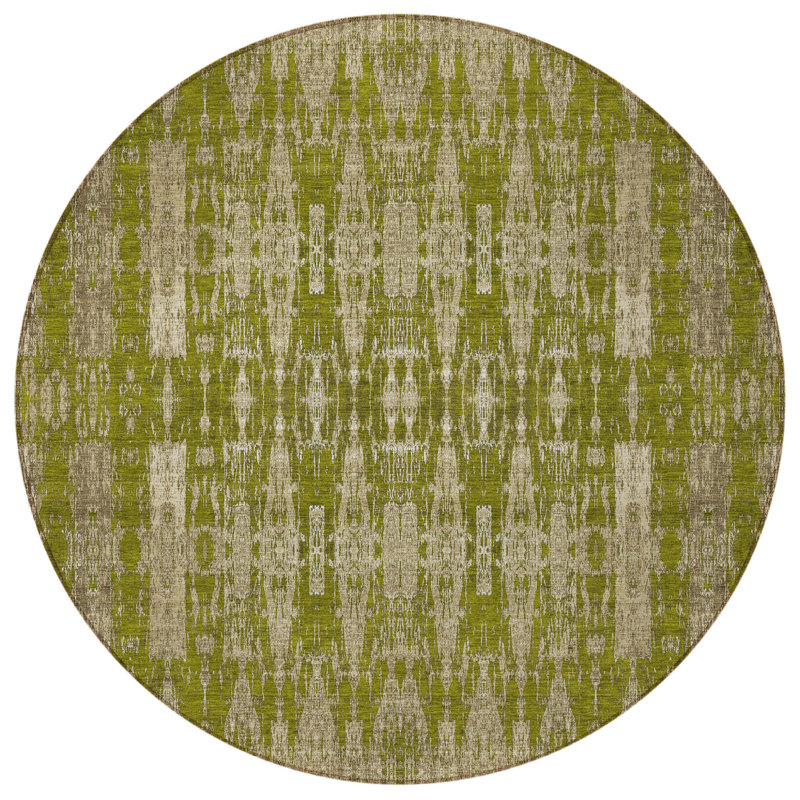Tapis rond 8 po taupe et beige