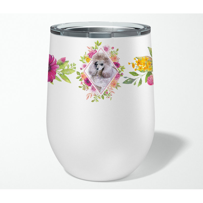 Verre à vin double mural en acier inoxydable 12 onces Ancram, Caniche gris standard