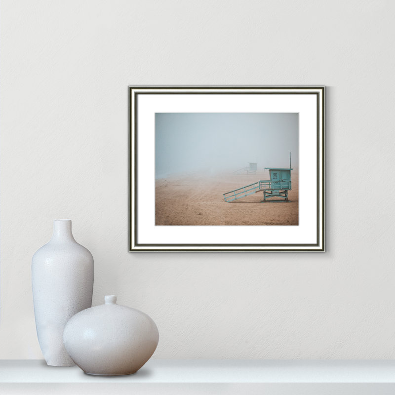 " Manhattan Beach " by Nathan Dumlao, Silver Framed, 17.25" H x 20.25" W x 0.875" D