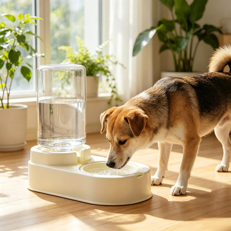 Mangeoire automatique pour animaux de compagnie et distributeur d'eau automatique antidérapant à grande capacité, jaune, B