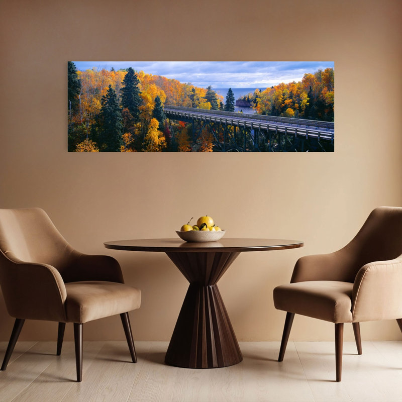 Baptism River into Lake Superior Tettegouche State Park Minnesota 1 Piece Wrapped Canvas Panoramic Wall Art