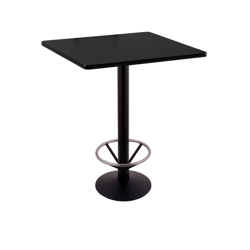 Table carrée 30 "à hauteur de bar avec anneau de pied