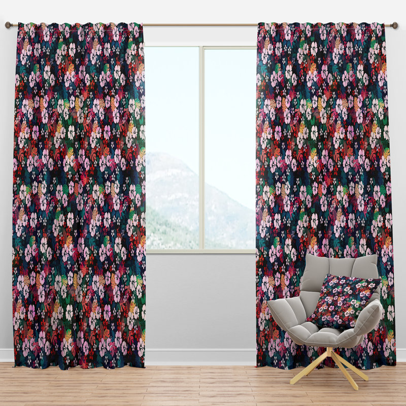 Panneau de rideau simple semi-diaphane avec passe-tringle HawaIIan, l 52 po x L 90 po