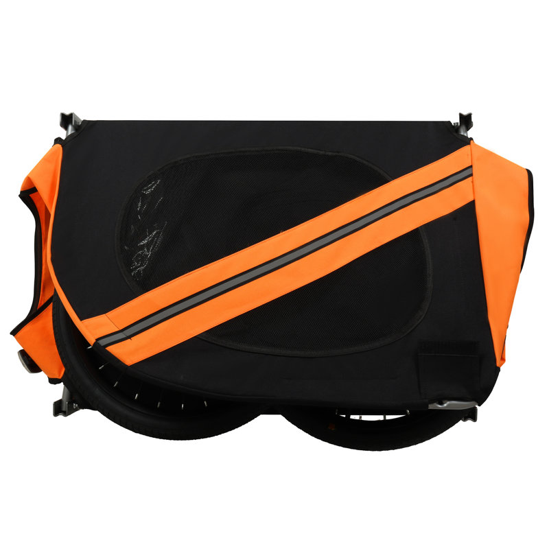 Large Folding Bike Trailer For Dogs, Black/Orange