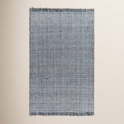 Viewcrest Hand-Woven Slate Blue Striped Rug
