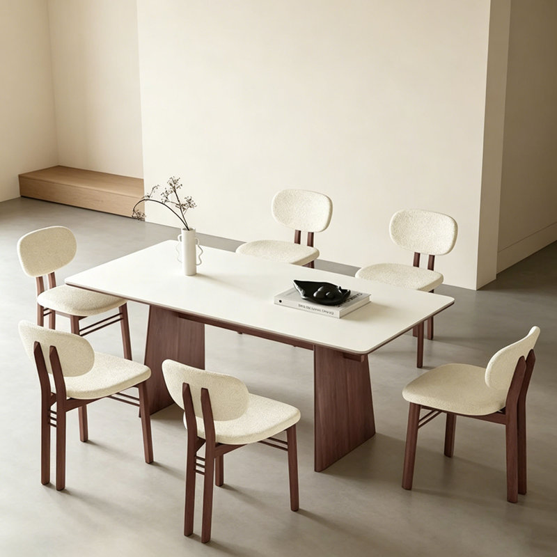 Table Mid-Century en pierre frittée, 29.5" H x 63" W x 31.5" D, 7