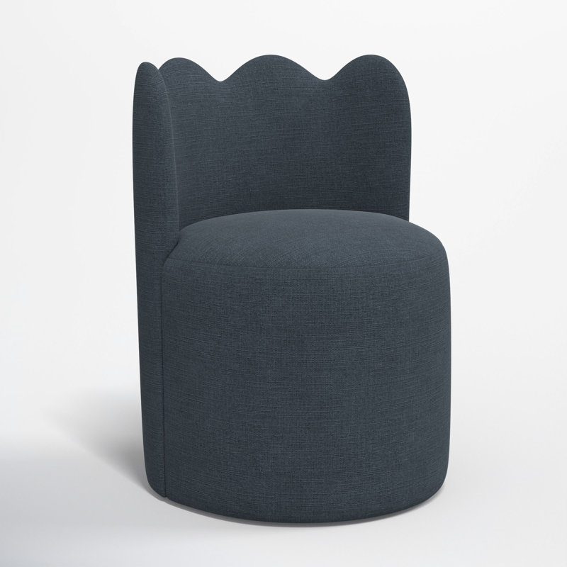 Wavy Back Dining Chair, Classic Navy Linen