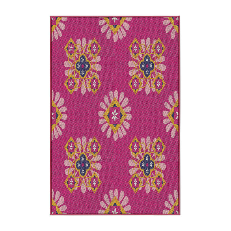 Tapis rouge/brun tissé à la machine, Rectangle 7 pi x 9 pi