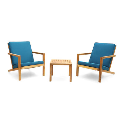 Aubrieana 3 - Piece Acacia Seating Group with Cushions