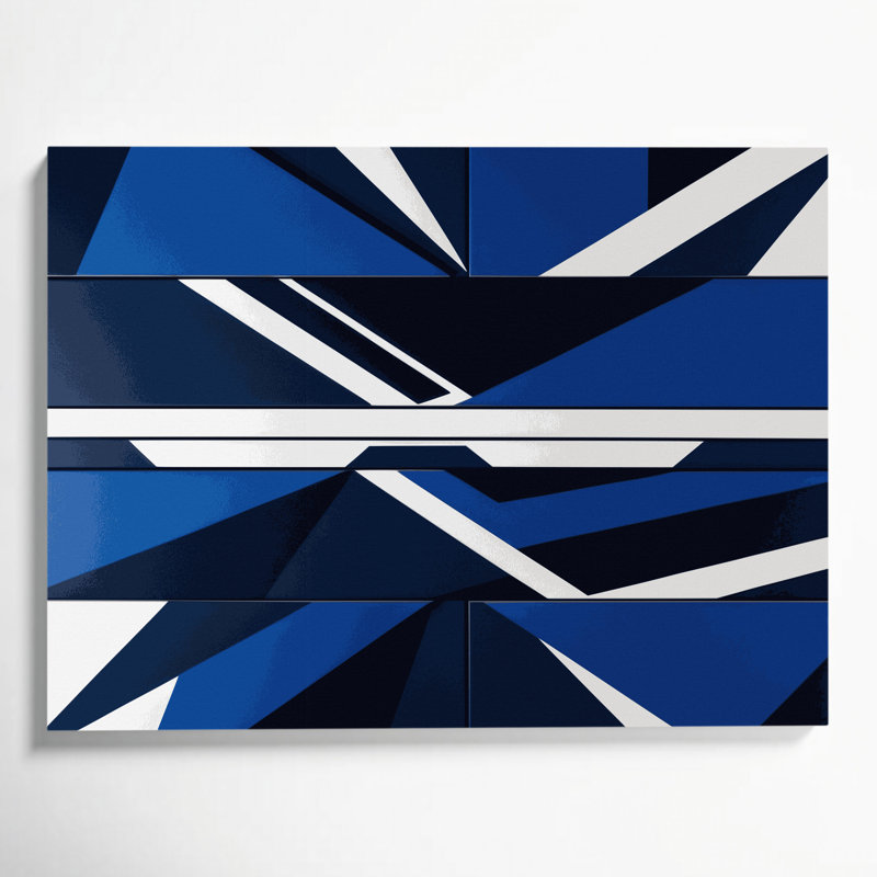 «Hard Edge», art mural bleu sur toile 18, H 11 po x l 14 po