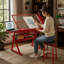 table de dessin avec chaise en verre trempé réglable rouge